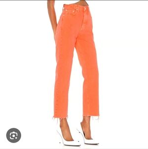 GRLFRND High Rise Jeans in Bright Orange